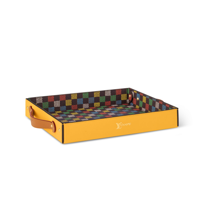 NIGO Louis Vuitton LV Vers Damier Colorful Checkered Alphabet Printed Leather Home Decoration Tabletop Tray Accessories #nigo77582