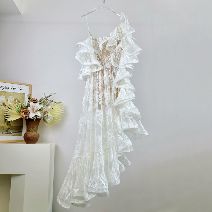 NIGO Zimmermann Dawning Lace Midi Dress Women's Spring Summer Fashion Elegant Long Dress Flowing Long Sexy Modern Lace Dresses  #nigo77618
