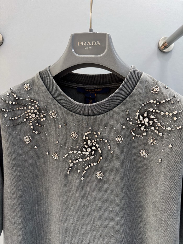 NIGO Louis Vuitton Women's Summer Solid Color Rhinestone Spiral Pattern Round Neck Short Sleeve T-Shirt #nigo77616