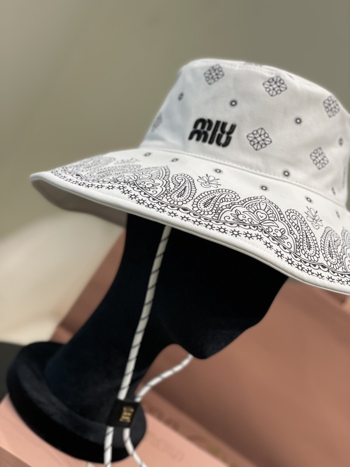 NIGO MiuMiu Women's Logo Printed Cotton Hat Solid Color Fisherman's Hat Cap #nigo77629