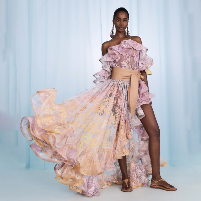 NIGO Zimmermann Dawning Lace Midi Dress Women's Spring Summer Fashion Elegant Long Dress Flowing Long Sexy Modern Lace Dresses  #nigo77618