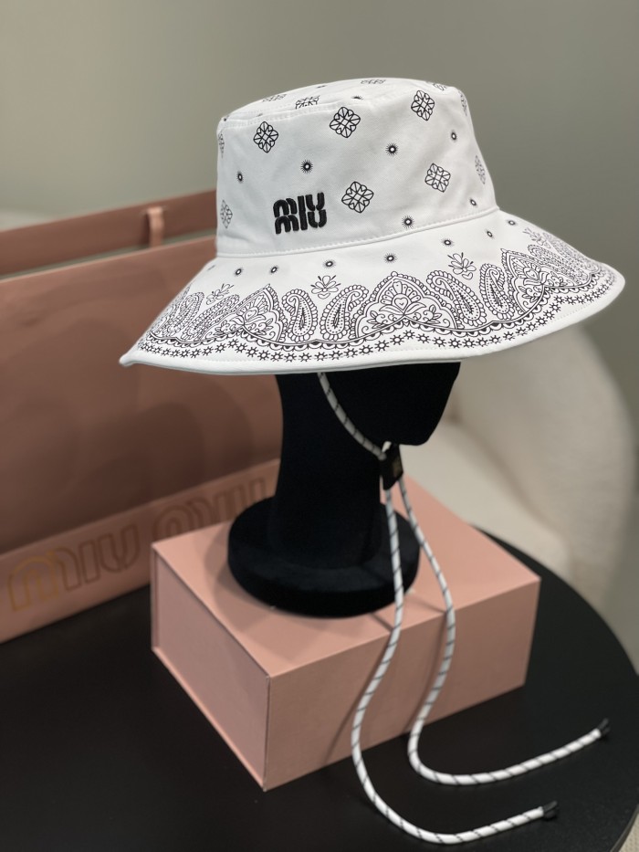 NIGO MiuMiu Women's Logo Printed Cotton Hat Solid Color Fisherman's Hat Cap #nigo77629