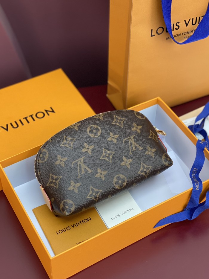 NIGO Louis Vuitton LV X TM Women's Brown Letter Print Cherry Pattern Leather Small Makeup Bag Bags #nigo77595