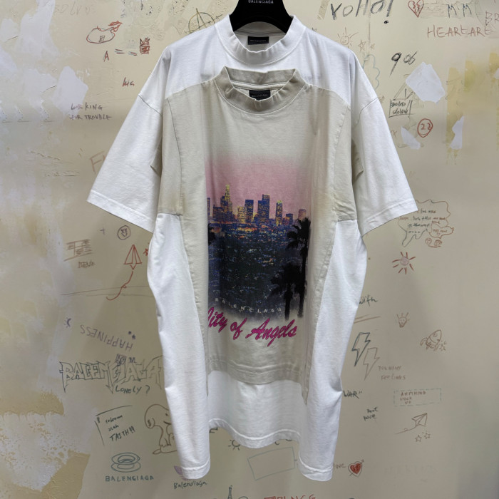 NIGO Balenciaga Men Women Summer Retro Fake Two Piece Printed Round Neck Loose Short Sleeve T-Shirt Ngvp #nigo1857