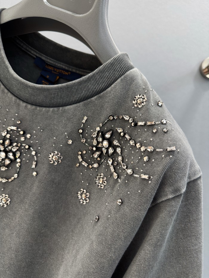 NIGO Louis Vuitton Women's Summer Solid Color Rhinestone Spiral Pattern Round Neck Short Sleeve T-Shirt #nigo77616