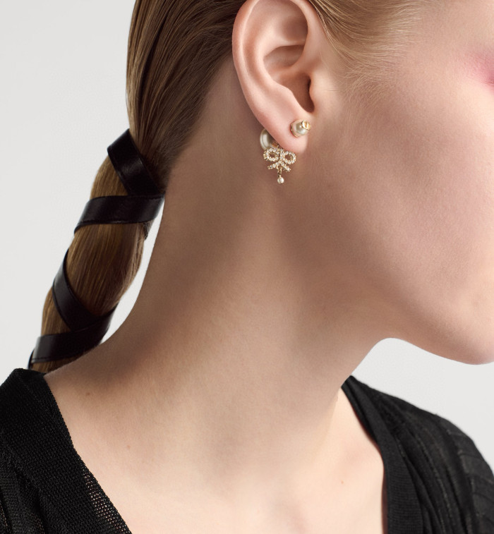NIGO Dior Tribales Women's Gold Pattern Pendant Pearl Stud Earrings Jewelry Accessories #nigo77639