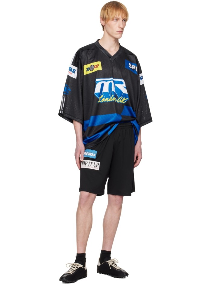 NIGO Martine Rose Men's Loose V-Neck Knit Letter Print Short Sleeve Solid Color Summer Mesh T-Shirt Ngvp #nigo1859