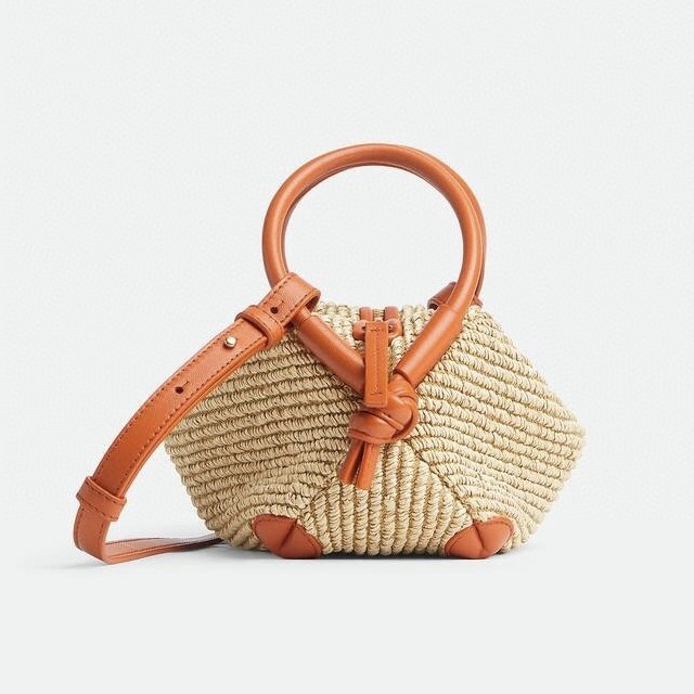 NIGO Bottega Veneta Loop Top Handle Women's Detachable Shoulder Strap Ring Handle Raffia And Leather Shoulder Bag Handbag Bags #nigo77634