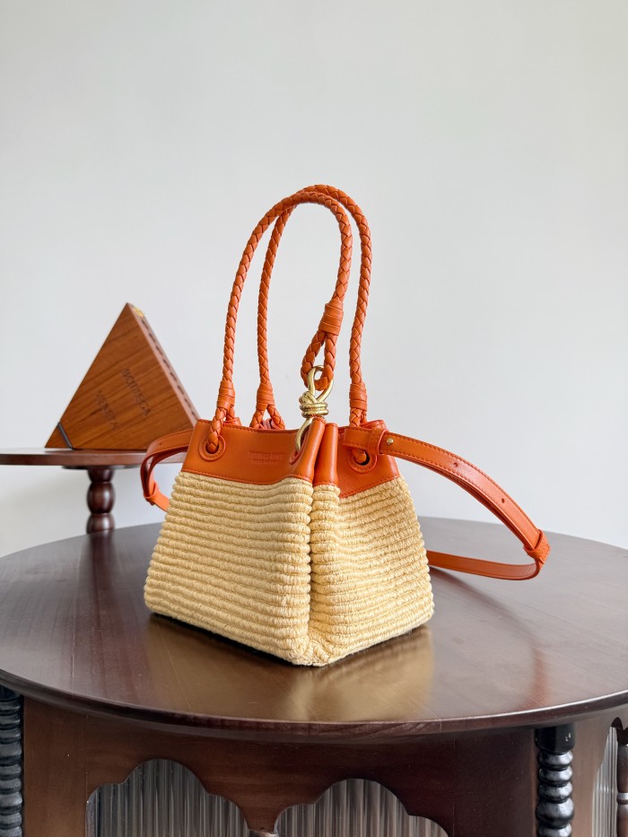 NIGO Bottega Veneta Small Parachute Women's Adjustable Detachable Shoulder Strap Raffia And Leather Shoulder Bag Handbag Bags #nigo77633