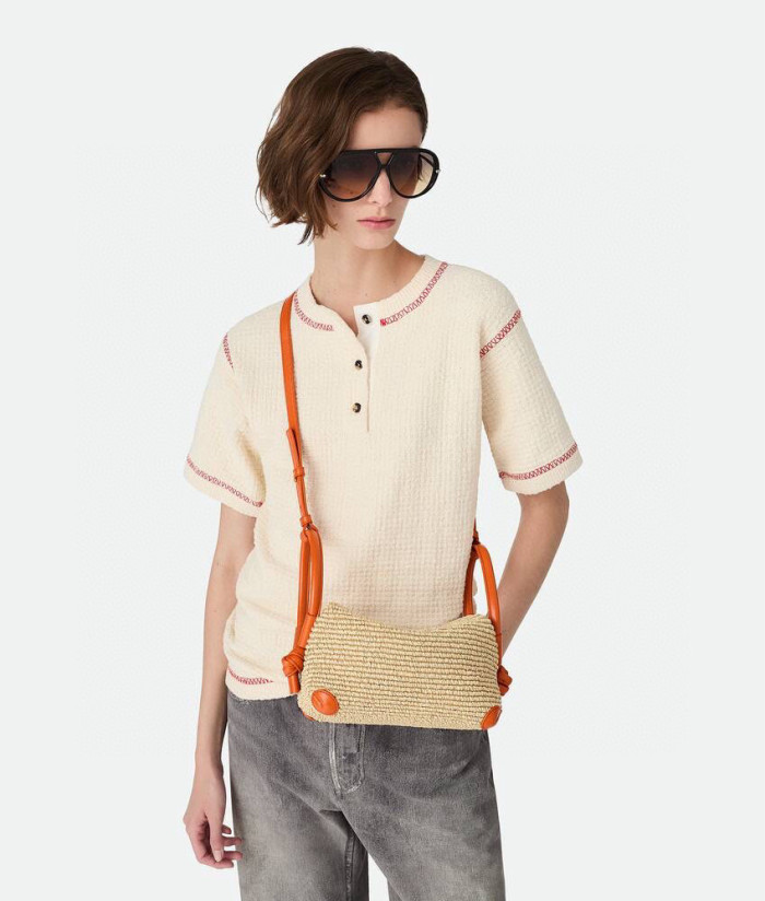 NIGO Bottega Veneta Loop Top Handle Women's Detachable Shoulder Strap Ring Handle Raffia And Leather Shoulder Bag Handbag Bags #nigo77634
