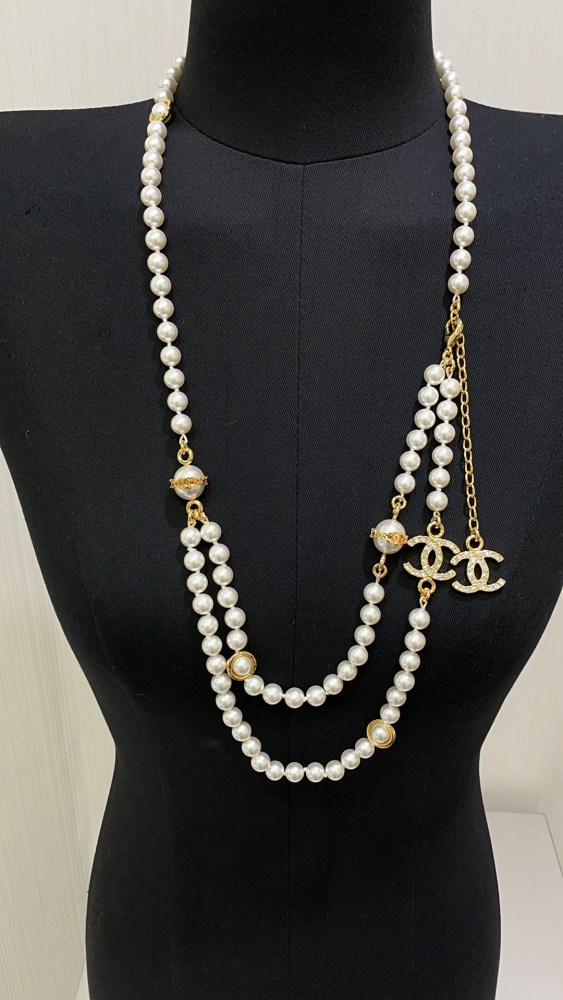 NIGO Chanel Women's Double-layer Design Gold Cc Letter Pearl Chain Belt #nigo77497