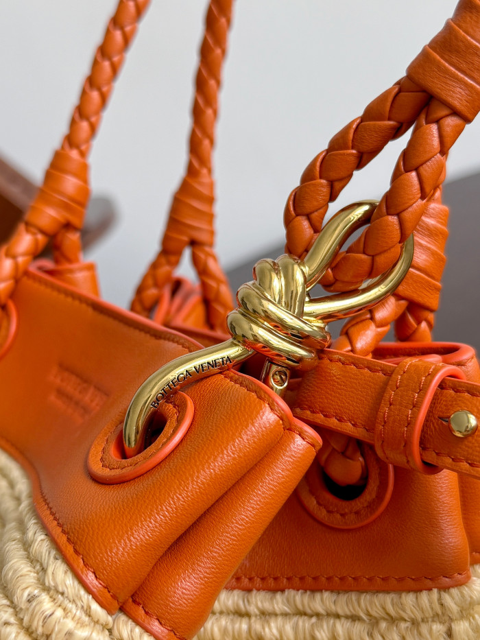 NIGO Bottega Veneta Small Parachute Women's Adjustable Detachable Shoulder Strap Raffia And Leather Shoulder Bag Handbag Bags #nigo77633