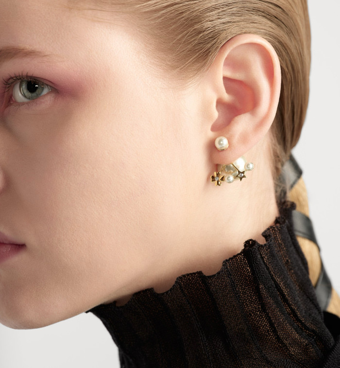 NIGO Dior Tribales Women's Gold Pattern Pendant Pearl Stud Earrings Jewelry Accessories #nigo77639