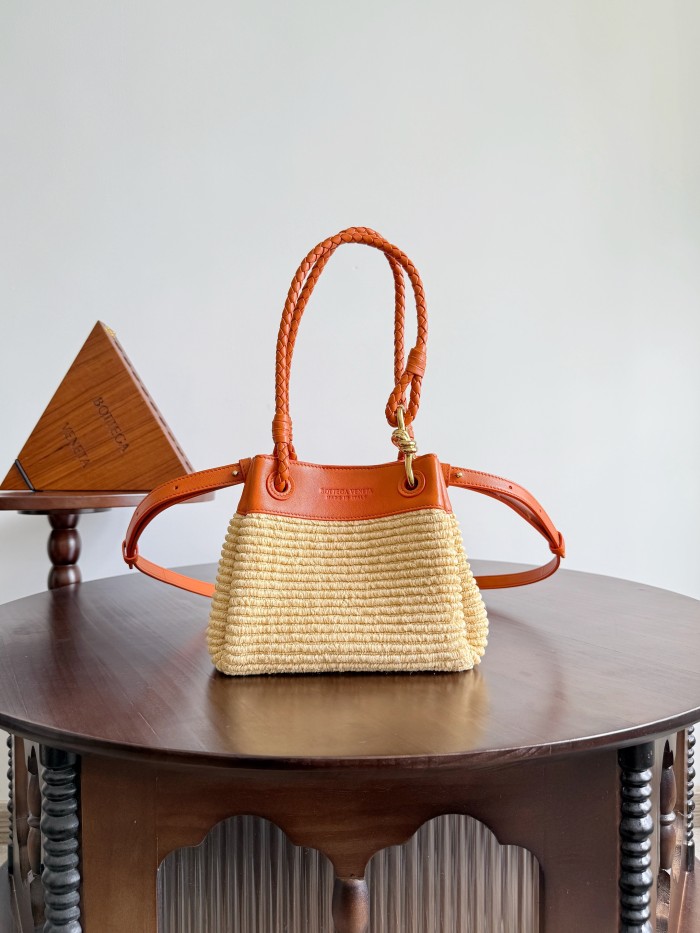 NIGO Bottega Veneta Small Parachute Women's Adjustable Detachable Shoulder Strap Raffia And Leather Shoulder Bag Handbag Bags #nigo77633