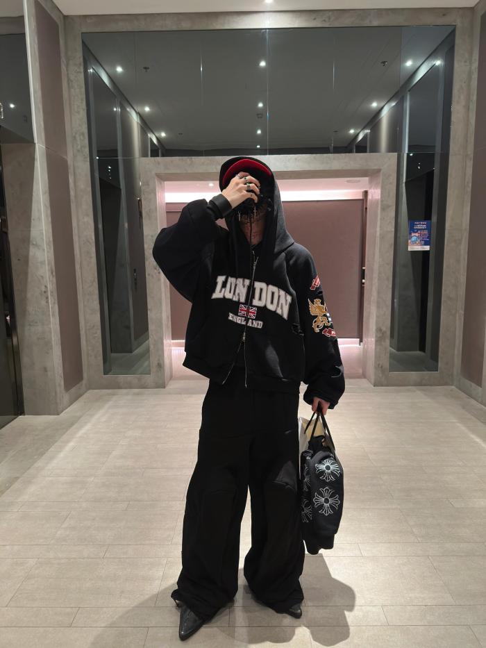 NIGO GRAILZ Men's Women's Zipper Doing Old Letter Print Double Pockets Solid Color Spring and Autumn Hooded Sweatshirt Ngvp #nigo1913