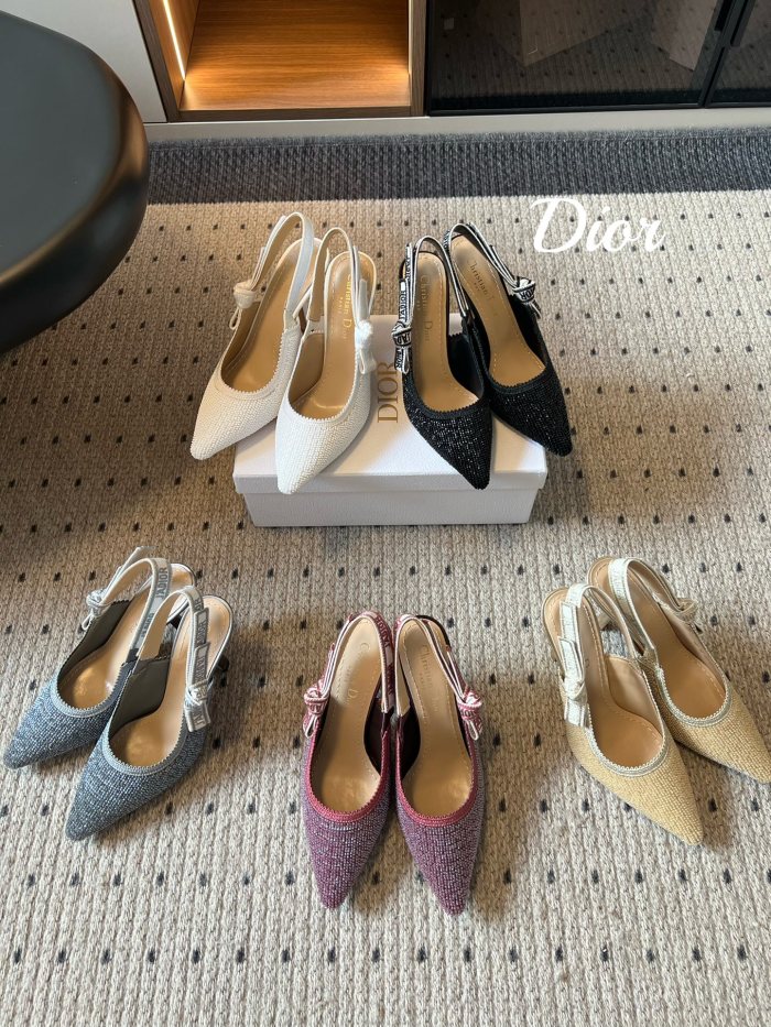 NIGO Dior J'Adior Women's Summer Solid Color Beaded Pointed Toe 10cm High Heel Sandals Shoes #nigo77656