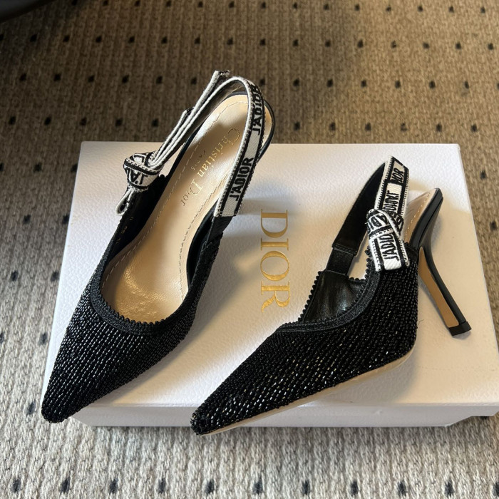NIGO Dior J'Adior Women's Summer Solid Color Beaded Pointed Toe 10cm High Heel Sandals Shoes #nigo77656