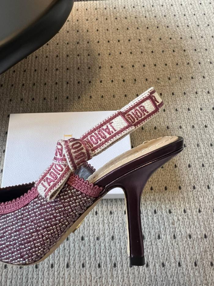 NIGO Dior J'Adior Women's Summer Solid Color Beaded Pointed Toe 10cm High Heel Sandals Shoes #nigo77656