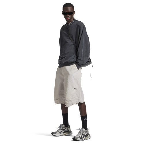 NIGO Balenciaga Workwear Shorts Men's Spring And Summer Cotton White Denim Shorts Fashion Trend Hole Casual Shorts Ngvp #nigo1876