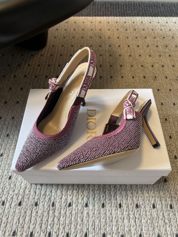 NIGO Dior J'Adior Women's Summer Solid Color Beaded Pointed Toe 10cm High Heel Sandals Shoes #nigo77656