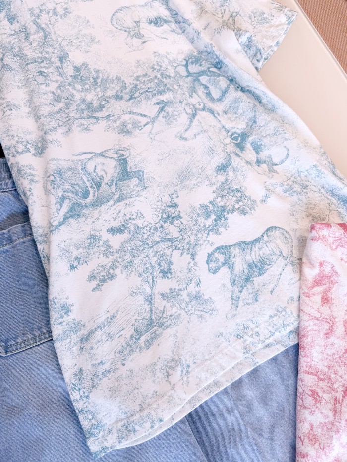 NIGO Dior Women's Summer Solid Color Animal Print Round Neck Cotton Short Sleeve T-Shirt #nigo77671