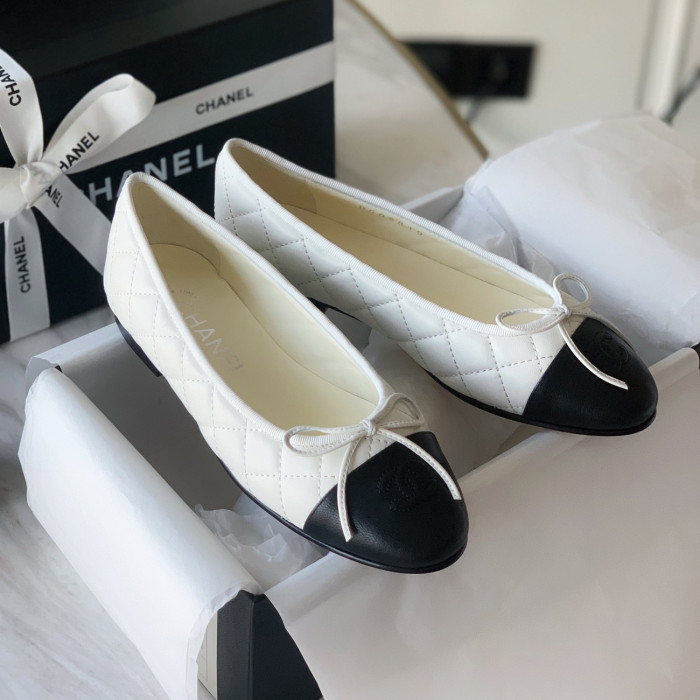 NIGO Chanel Women's Spring/Summer Solid Color Diamond Textured Leather Ballet Shoes #nigo77665