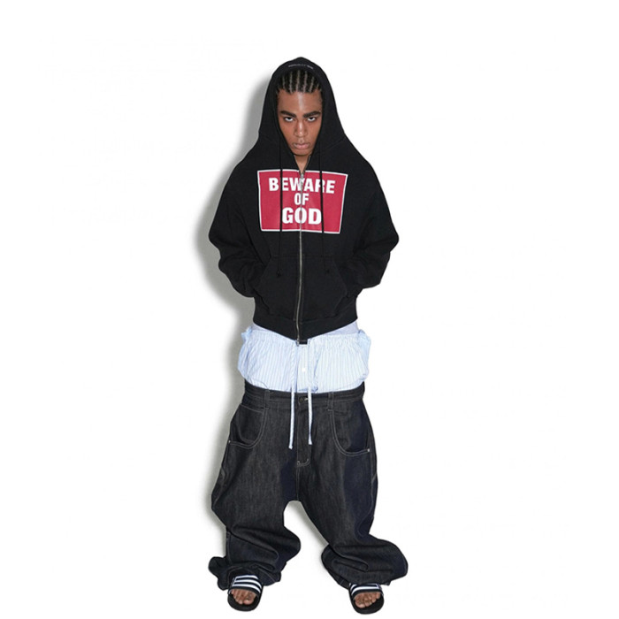 NIGO GRAILZ Project G/R Men's Women's Spring & Autumn Washed Vintage Aged Letter Printed Zipper Drawstring Cotton Hooded Sweatshirt Ngvp #nigo1916
