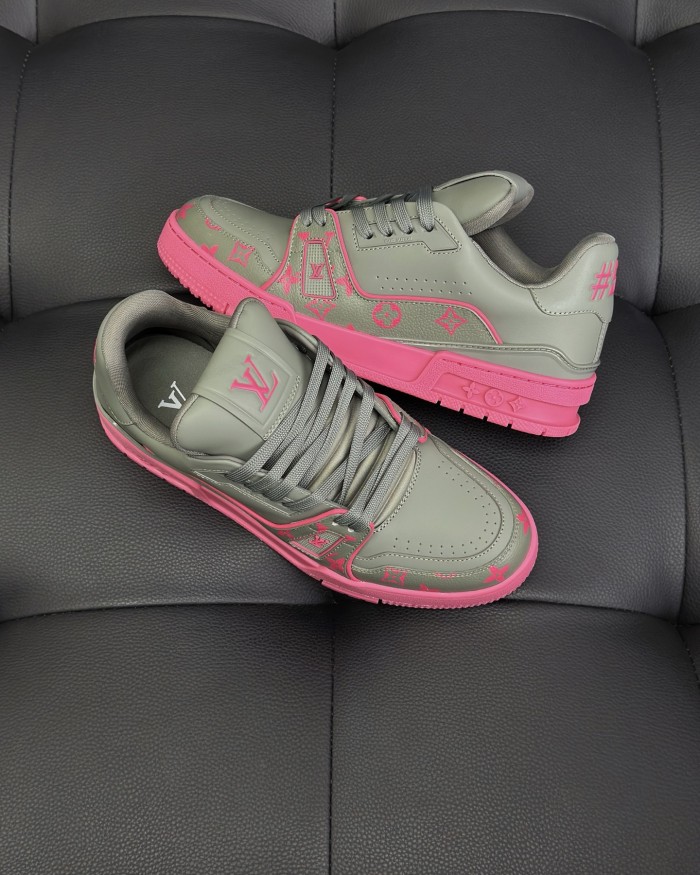 NIGO Louis Vuitton LV Trainer Men's Color-blocked Letter Print Pattern Cowhide Leather Low-top Lace-up Sneakers Shoes #nigo77669