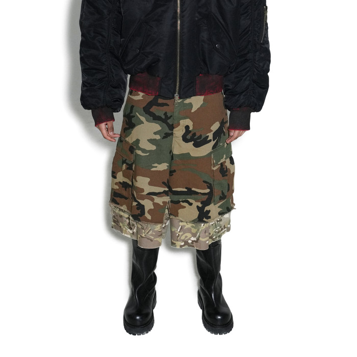 NIGO GRAILZ Project G/R Men's Summer Vintage Camouflage Layered Spliced Destruction Casual Pants Cotton Shorts Ngvp #nigo1918