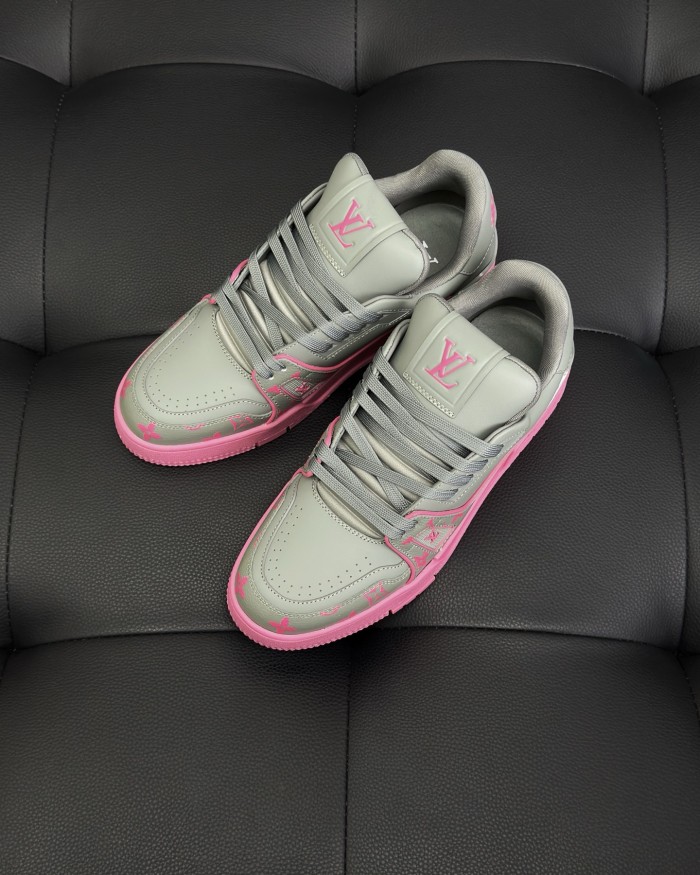 NIGO Louis Vuitton LV Trainer Men's Color-blocked Letter Print Pattern Cowhide Leather Low-top Lace-up Sneakers Shoes #nigo77669
