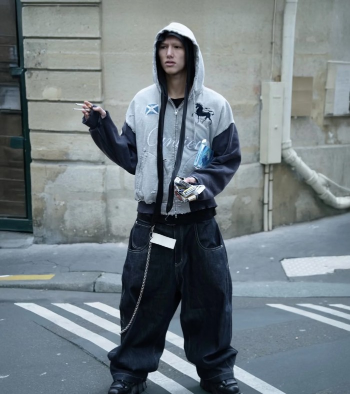 NIGO GRAILZ Project G/R Men's Colorblocking Old Vintage Embroidered War Horse Spring And Fall Cotton Zipper Hoodie Sweatshirt Ngvp #nigo1917