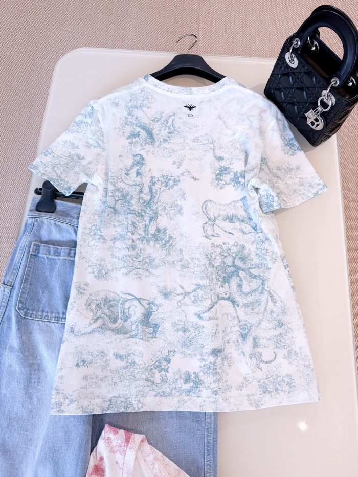 NIGO Dior Women's Summer Solid Color Animal Print Round Neck Cotton Short Sleeve T-Shirt #nigo77671