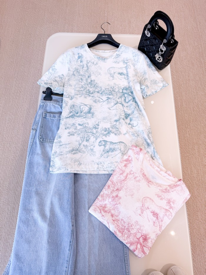 NIGO Dior Women's Summer Solid Color Animal Print Round Neck Cotton Short Sleeve T-Shirt #nigo77671