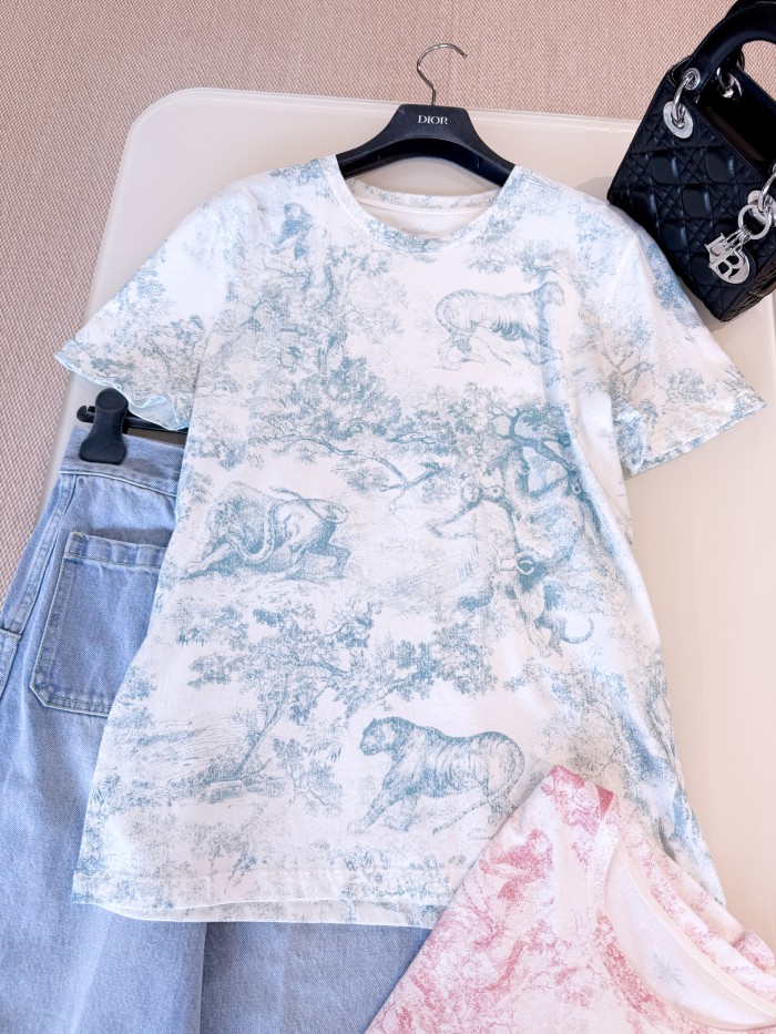 NIGO Dior Women's Summer Solid Color Animal Print Round Neck Cotton Short Sleeve T-Shirt #nigo77671