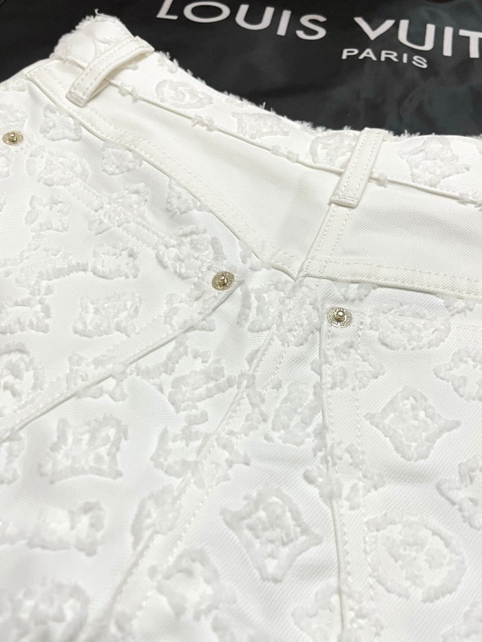 NIGO Louis Vuitton Women's Summer Solid Color Cut-Out Cotton Denim Shorts #nigo77685