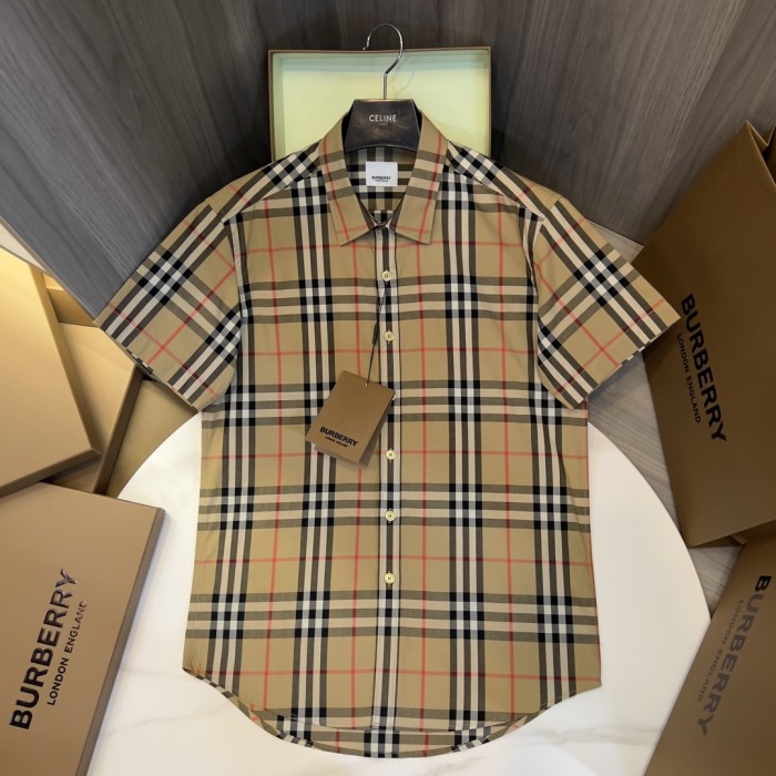 NIGO Burberry Men's Summer Checkered Print Single-Breasted Collar Short-Sleeved Shirt #nigo77686