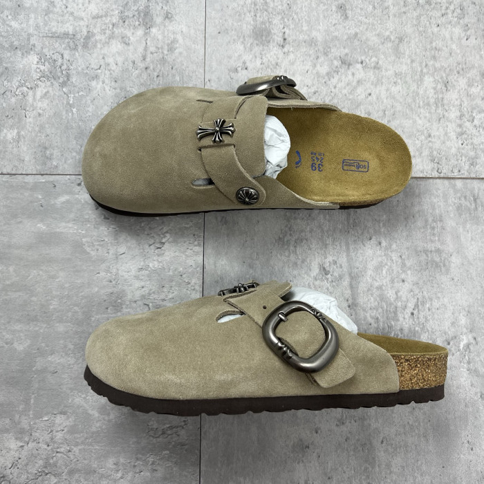 NIGO Chrome Hearts x Birkenstock Men's And Women's Spring Summer Round Toe Buckle Slippers Vacation Fashion Trend Cross Logo Sandals Shoes #nigo77682