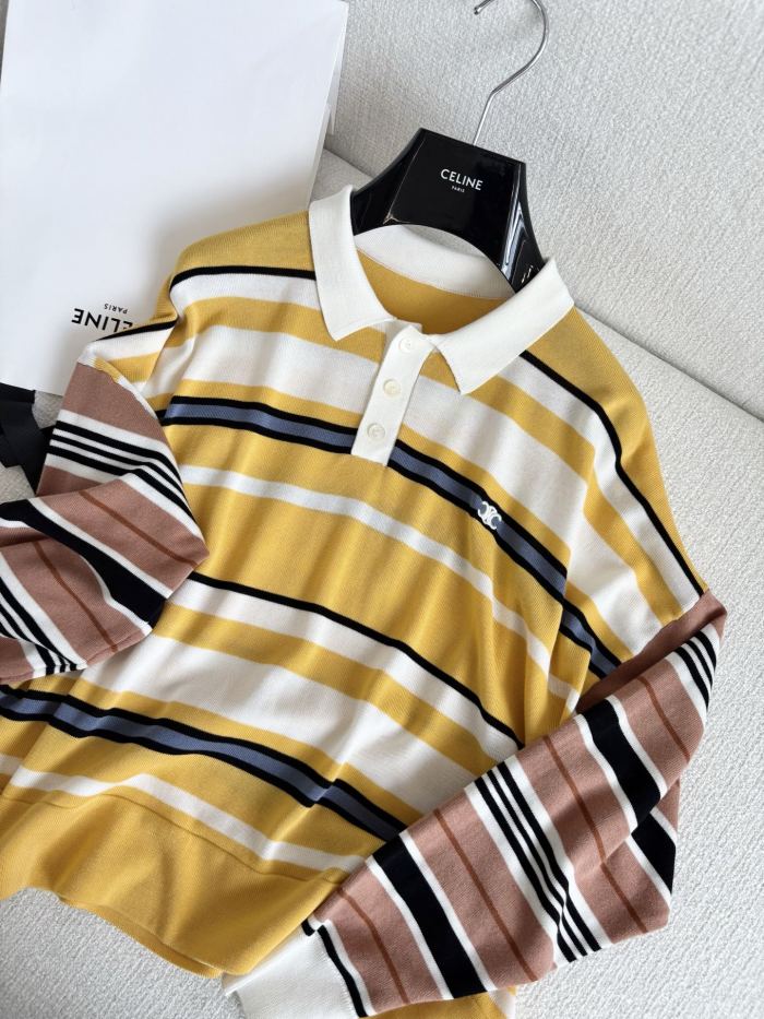 NIGO Celine Women's Spring/Summer Checkered Print Polo Neck Cotton Loose Fit Long Sleeve T-Shirt #nigo77683