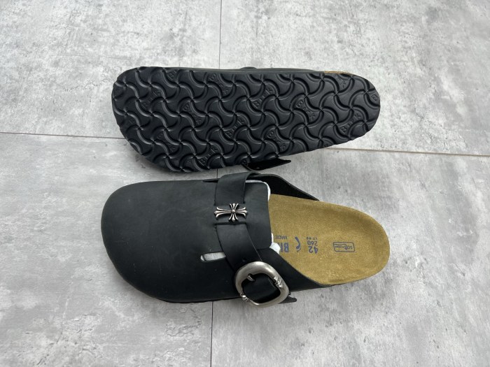 NIGO Chrome Hearts x Birkenstock Men's And Women's Spring Summer Round Toe Buckle Slippers Vacation Fashion Trend Cross Logo Sandals Shoes #nigo77682