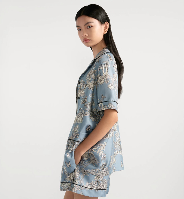 NIGO Dior Women's Summer Silk Twill Floral Print Lapel Solid Color Loose Short Sleeve Shirt Ngvp #nigo1922