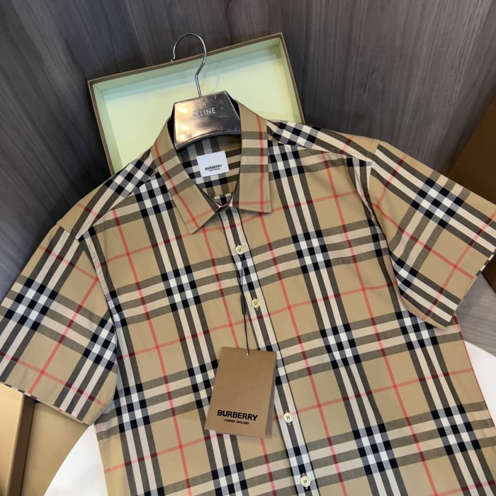 NIGO Burberry Men's Summer Checkered Print Single-Breasted Collar Short-Sleeved Shirt #nigo77686