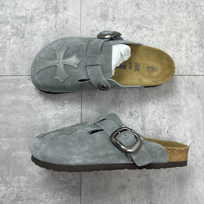 NIGO Chrome Hearts x Birkenstock Men's And Women's Spring Summer Round Toe Buckle Slippers Vacation Fashion Trend Cross Logo Sandals Shoes #nigo77682