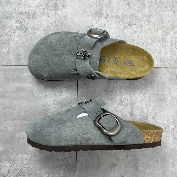 NIGO Chrome Hearts x Birkenstock Men's And Women's Spring Summer Round Toe Buckle Slippers Vacation Fashion Trend Cross Logo Sandals Shoes #nigo77682