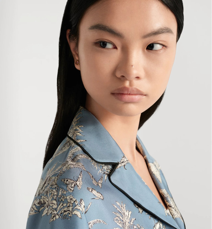 NIGO Dior Women's Summer Silk Twill Floral Print Lapel Solid Color Loose Short Sleeve Shirt Ngvp #nigo1922