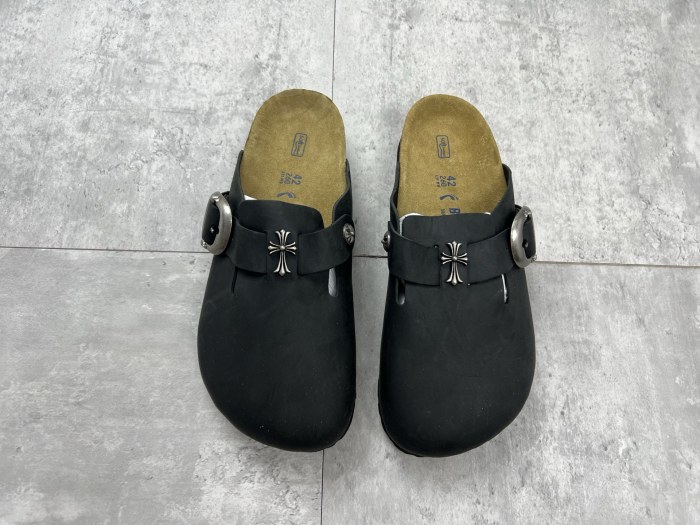 NIGO Chrome Hearts x Birkenstock Men's And Women's Spring Summer Round Toe Buckle Slippers Vacation Fashion Trend Cross Logo Sandals Shoes #nigo77682