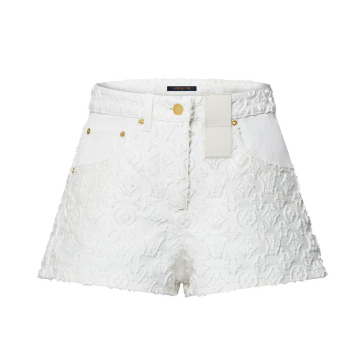 NIGO Louis Vuitton Women's Summer Solid Color Cut-Out Cotton Denim Shorts #nigo77685