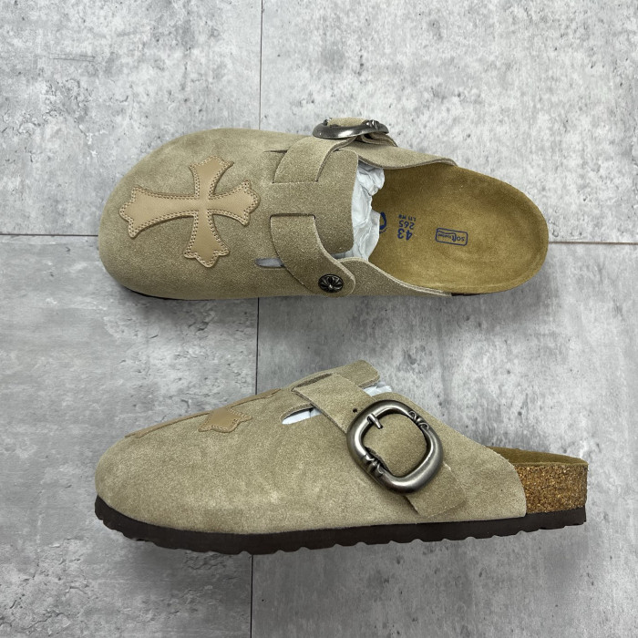 NIGO Chrome Hearts x Birkenstock Men's And Women's Spring Summer Round Toe Buckle Slippers Vacation Fashion Trend Cross Logo Sandals Shoes #nigo77682