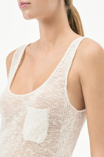 NIGO Chanel Women's Summer High Street Hollow Mesh Solid Color Round Neck Cotton Sleeveless Tank Top Vest Ngvp #nigo1923