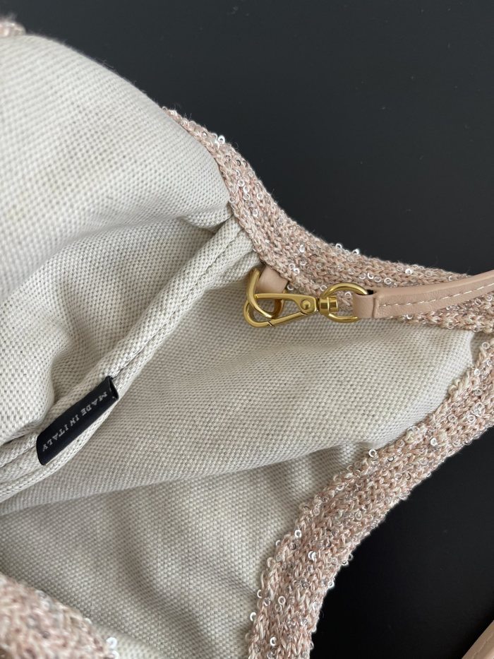 NIGO MiuMiu Ivy Sequin Mesh Women's Solid Color Sequined Shoulder Bag with Detachable Handbag Bags and Embroidered Letter Logo #nigo77693