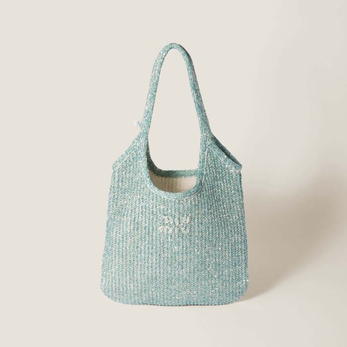 NIGO MiuMiu Ivy Sequin Mesh Women's Solid Color Sequined Shoulder Bag with Detachable Handbag Bags and Embroidered Letter Logo #nigo77693